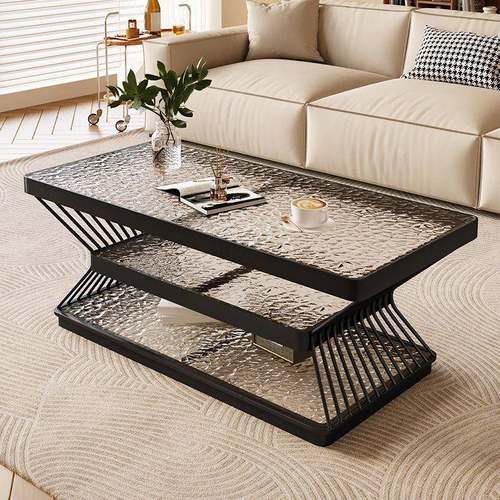 钢化玻璃茶几客厅家用小户型新款轻奢现代简约长方形茶几茶桌组合