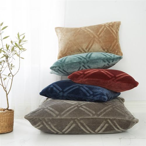秋冬天鹅绒法兰绒抱枕套加厚毛毛绒绒床头靠垫抱枕65*65大方枕暖