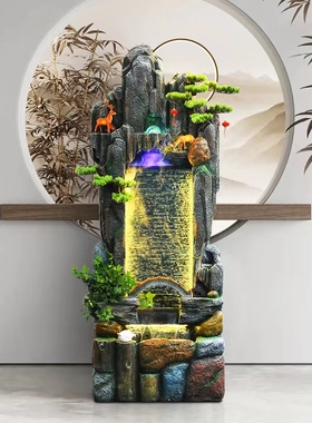 水幕墙客厅大型落地假山循环流水水景办公室屏风落地摆件开业礼品