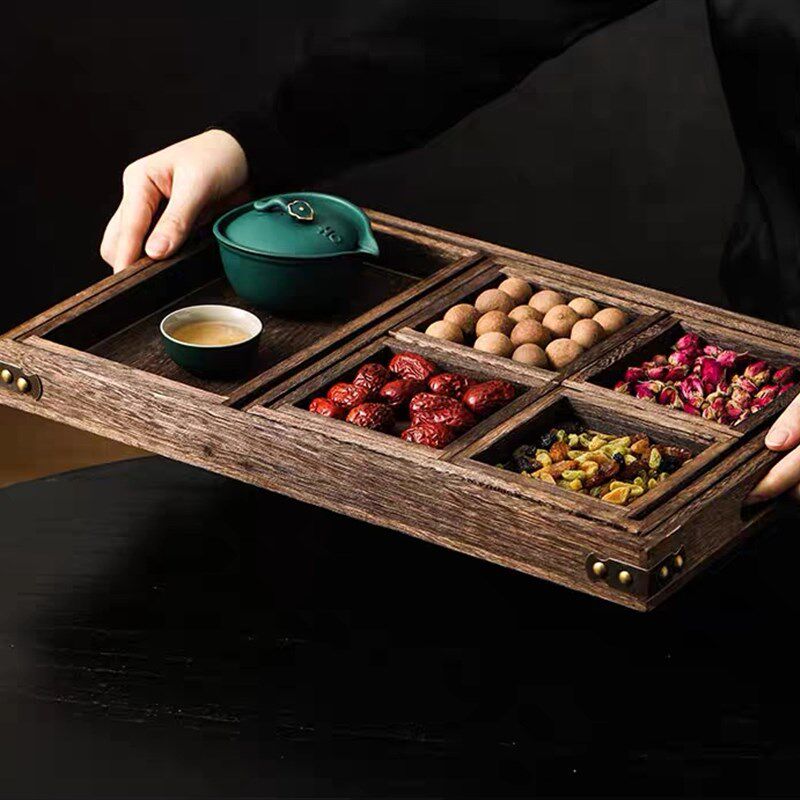 中式木质托盘围炉煮茶配件点心下午茶点盘糕点零食小吃干果水果盘