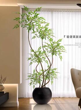 假绿植装饰仿真南天竹室内盆栽大型落地摆件客厅轻奢防真绿色植物