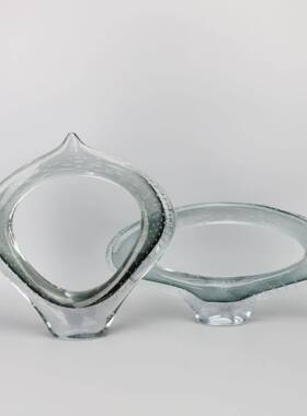 现代轻奢渐变墨绿色琉璃艺术摆件客厅酒店样板间售楼部家居装饰品