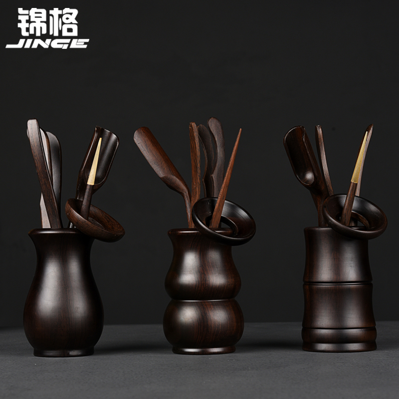 锦格黑檀木六君子套装实木功夫茶具茶艺组合茶盘摆件茶道配件零配