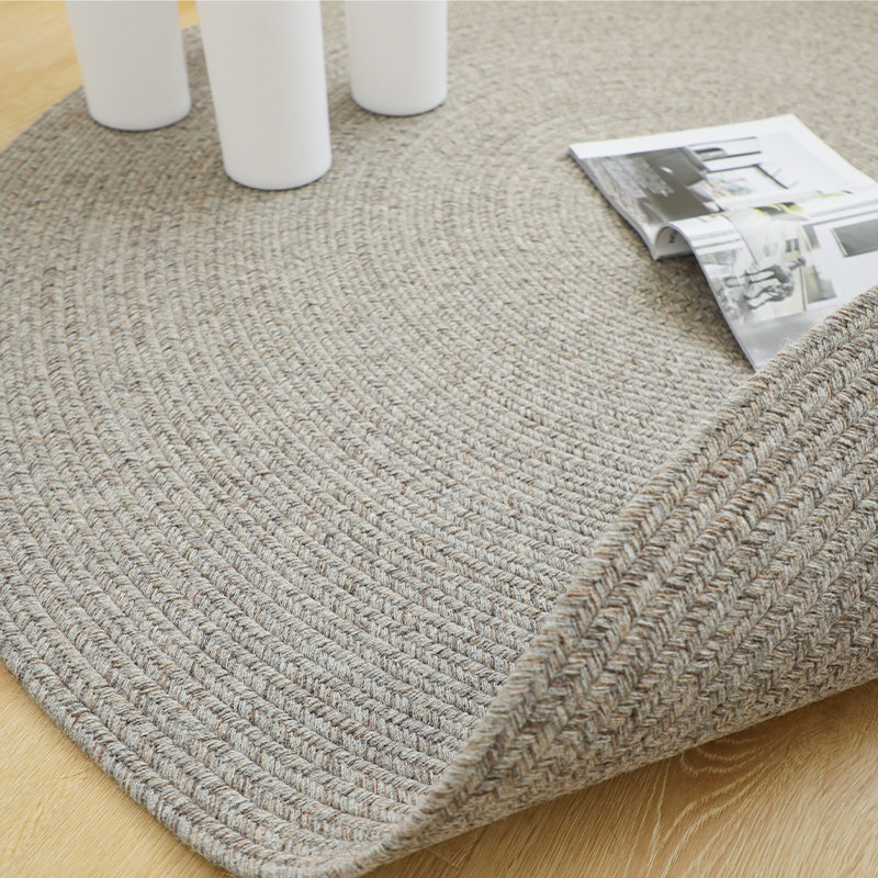 久忆手工编织圆形羊毛地毯环保无胶客厅茶几地垫书房桌椅卧室圆毯