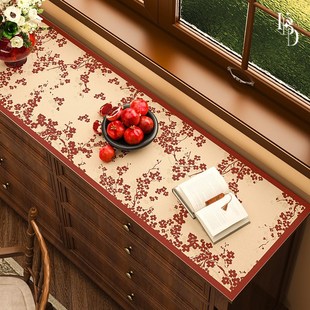 法式复古餐边柜保护垫可裁剪红色喜庆防水防油pvc入户鞋柜台面垫