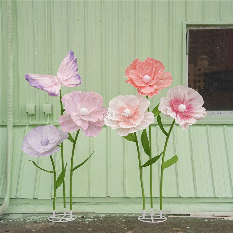 大型纸艺花虞美人婚庆路引舞台背景装饰布置橱窗美陈商场酒店民宿,商业/办公家具,商业美陈,淘宝优惠券,粉丝福利购,淘宝优惠卷