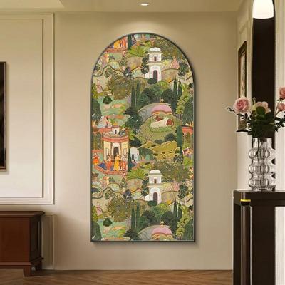法式玄关装饰画中古风走廊尽头挂画拱形过道壁画复古客厅背景墙画