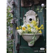 饰杂货 花园墙面水景花盆装 法式 乡村复古做旧铸铁壁挂洗手池