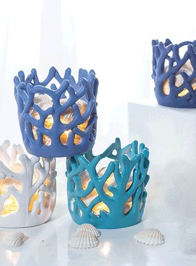 地中海仿真树脂珊瑚饰品玄关酒柜书桌酒店家居装饰摆件LED珊瑚