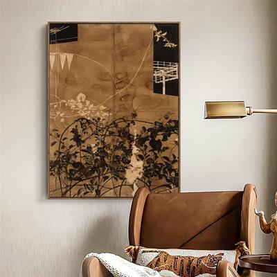 秋声赋 法式中古风客厅沙发背景墙装饰画中式复古玄关挂画艺术感
