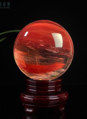 天然红水晶球熔炼鸿运当头摆件转运招财办公室家居新婚乔迁开业礼