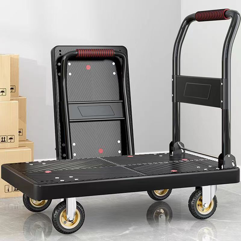加厚四轮静音平板车搬家拉货小推车折叠购物搬运小拖车拉车手推车