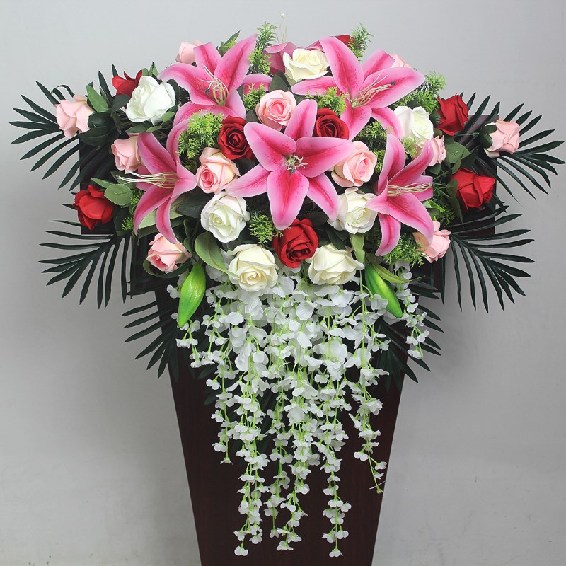 演讲台花仿真花会议室发言台挂花主席台装饰花宾迎会议桌假花摆件