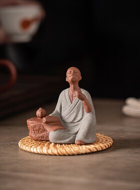 茶圣陆羽伯牙紫砂茶宠小摆件茶桌茶盘装饰品历史人物盆栽假山造景