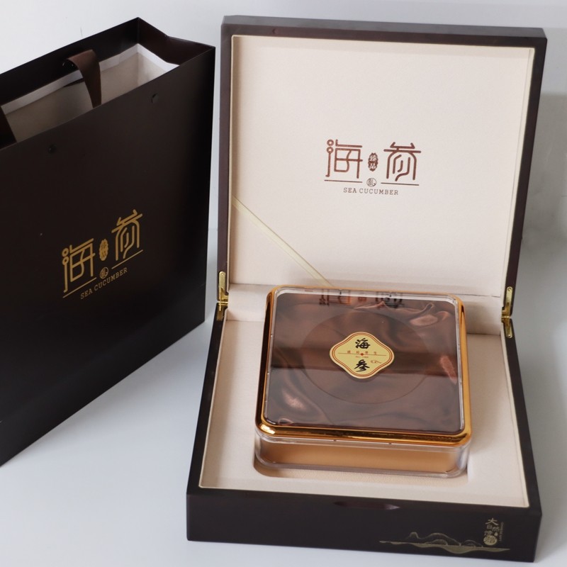 海参包装盒一斤高档花梨木盒塑料透明内胆大连淡干货食品礼品盒子