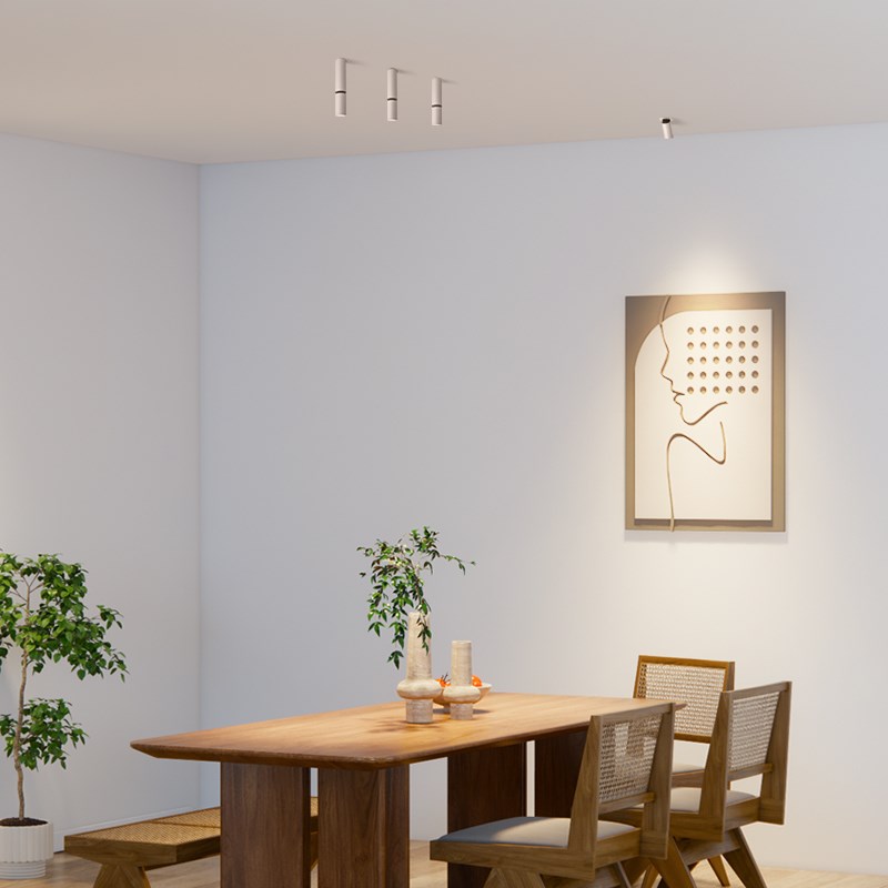 明装免打孔创意射灯变焦万向旋转可调光束角客厅吸顶照画吧台聚光