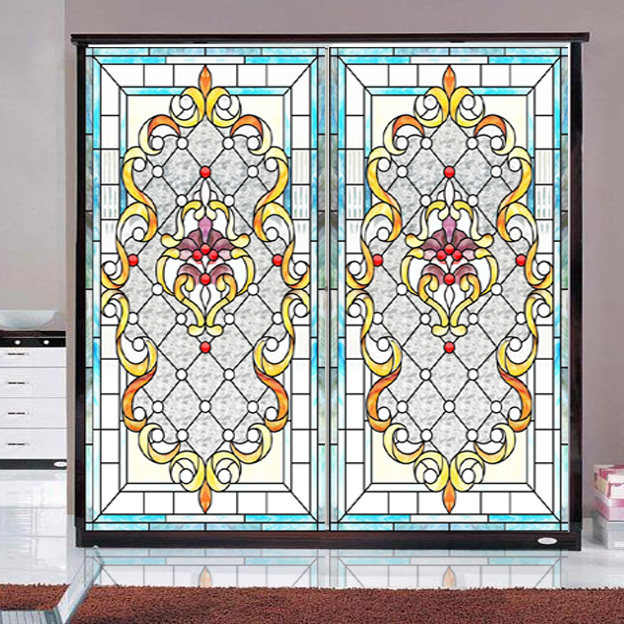 定制教堂玻璃贴膜 彩色窗户贴纸环保衣柜防潮阳台吊顶彩绘玻璃贴