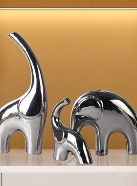 一家三口大象摆饰陶瓷客厅电视柜酒柜玄关装饰品书房柜子家居饰品