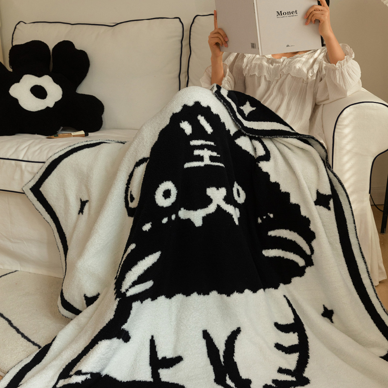 Uncle Bomb设计师面大呆虎半边绒针织沙发毯子抱枕办公室午休毯