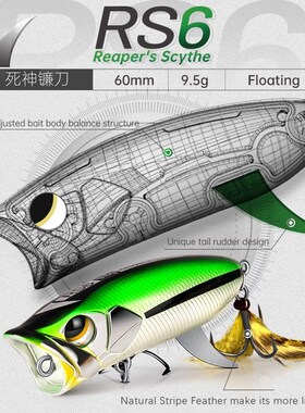 新款大河奔流RS6小波爬水面系远投硬饵波扒翘嘴鲈鱼黑鱼路亚假饵