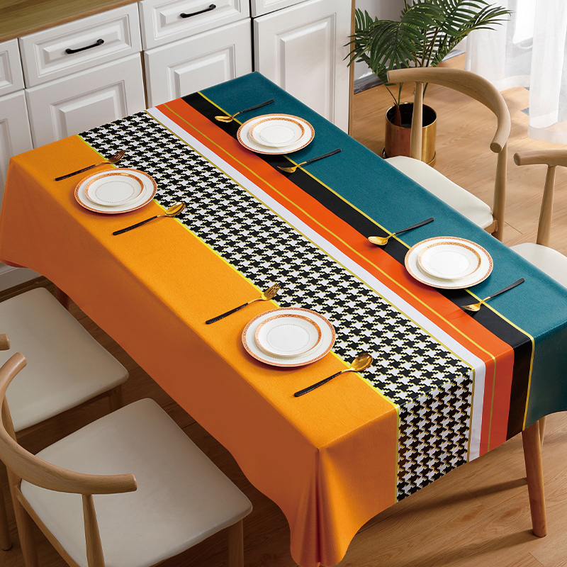 餐桌布免洗防油防水防烫PVC布艺客厅家用长方形茶几垫台布简约