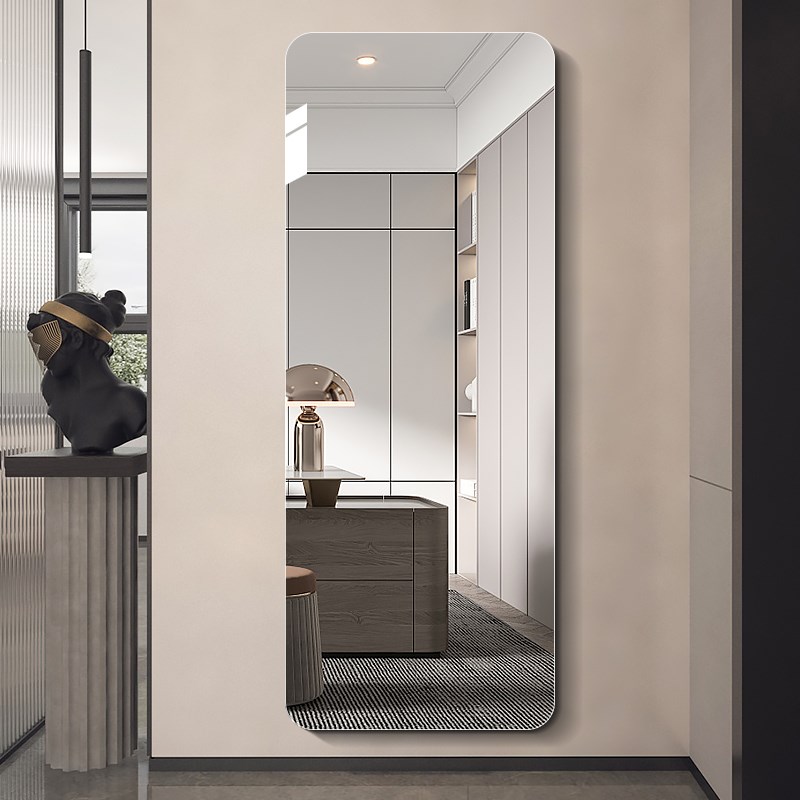 穿衣镜贴墙自粘壁挂超白全身镜落地镜子挂墙靠防爆家用玄关试衣镜