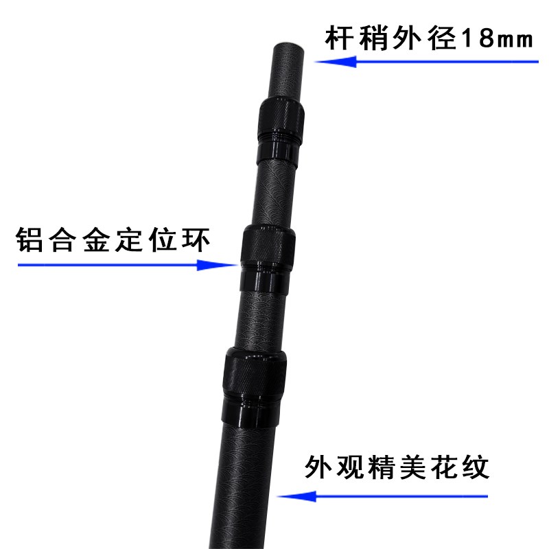 绝缘单杆一体杆配件抄网伸缩便捷网杆网兜专用裸杆防水自由定位杆