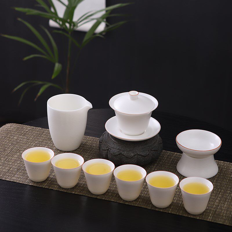 汝窑功夫茶具套装家用客厅陶瓷泡茶壶可开片盖碗茶杯全套一整套
