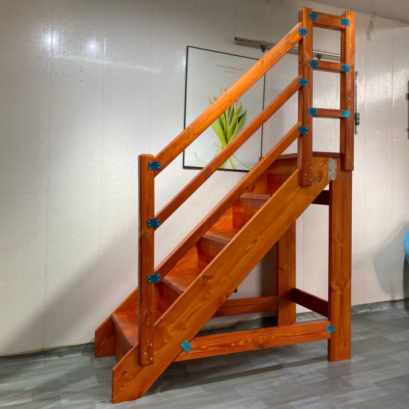 复式阁楼木梯平台楼梯直梯家用整体木楼梯舞台梯子loft层带扶手梯