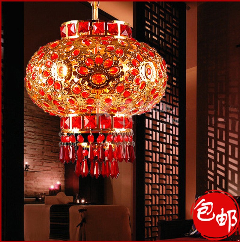 中式阳台旋转喜庆LED红灯笼 结婚入宅春节大门乔迁新居装饰彩吊灯