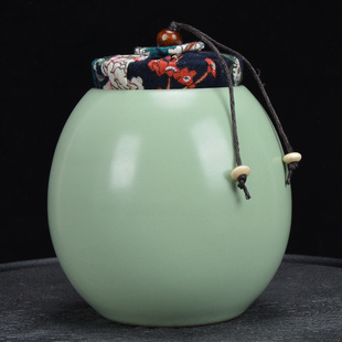 汝窑茶叶罐家用陶瓷茶罐小号普洱装茶叶盒便携迷你旅行存储密封罐