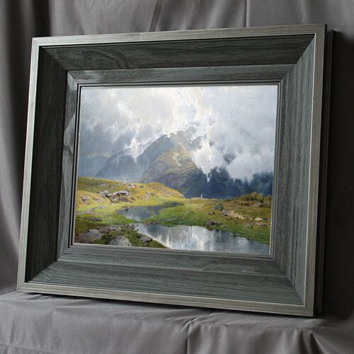 油画框纯实木外框现代水彩素描框抓丝银灰色画框宽度9.3厘米