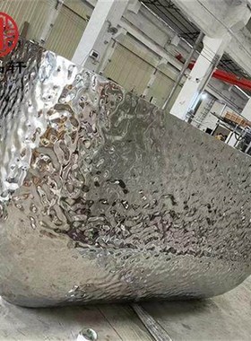 现代酒店不锈钢镜面K水波纹吧台雕塑公司餐厅金属装饰前台摆件