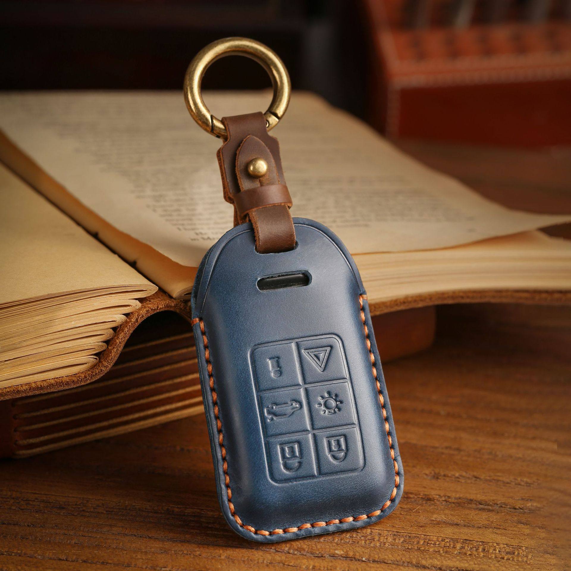 复古钥匙套适用于老款沃尔沃真皮纯手工汽车钥匙包钥匙壳扣