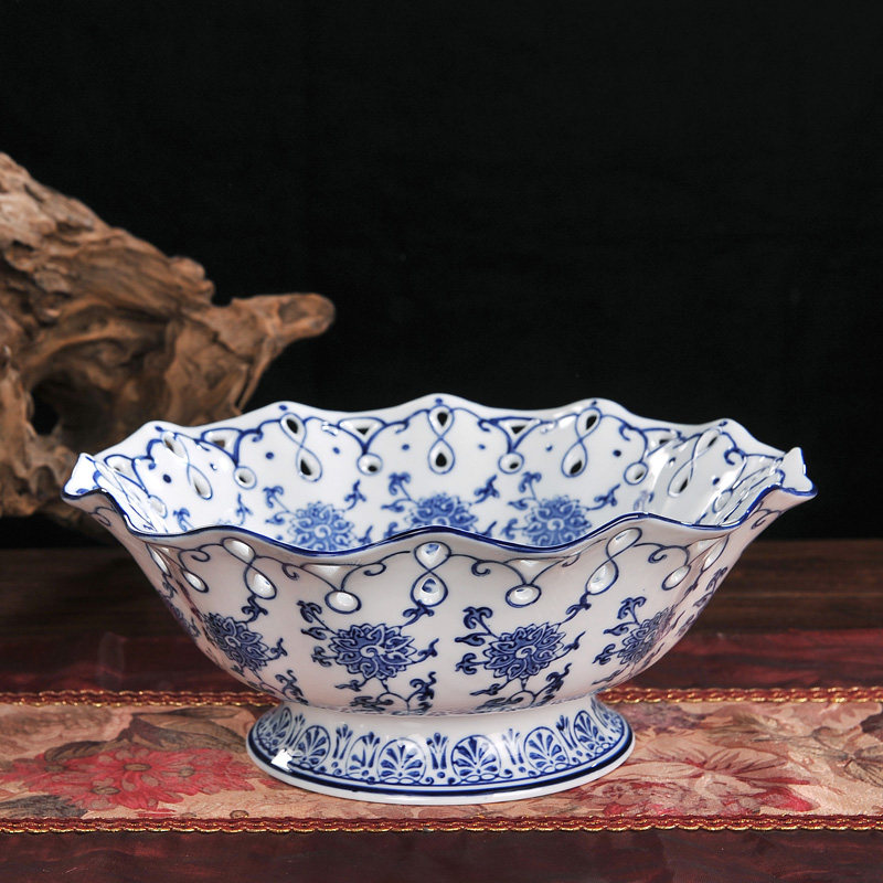 陶瓷水果盘盆家用客厅摆件青花瓷果盘创意零食干果盘现代中式供盘,家居饰品,果盘/果篓,淘宝优惠券,粉丝福利购,淘宝优惠卷