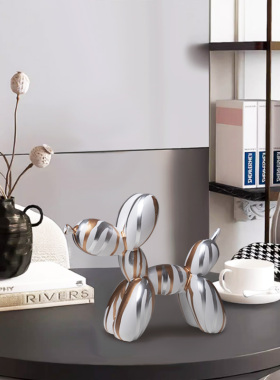 气球狗泼墨手绘树脂创意摆件客厅电视柜办公桌酒柜酒架客厅装饰品