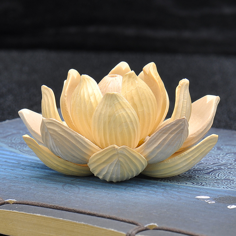 桃木莲花摆件花瓣挂件实木雕刻车挂配饰配件家居工艺品客厅装饰品