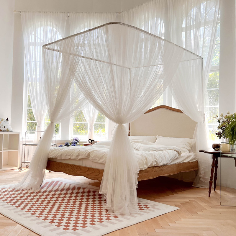 蚊帐2023新款家用卧室U型不锈钢支架落地三开门高级简约法式公主