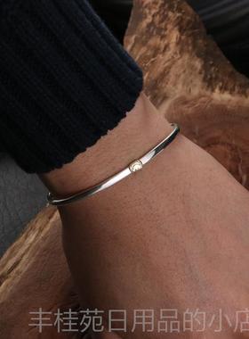 正品amp J款apan经典涅细盘笑脸手镯男口女925纯银开情侣手链手环