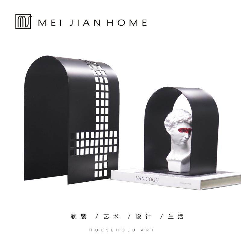现代简约几何金属创意拱门摆件客厅书房样板间网格摆设软装饰品