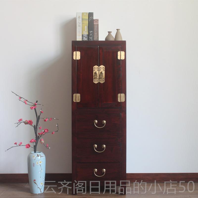 正品新中式香樟实木斗柜储物柜体整客厅四五斗木柜带两卧门室收纳
