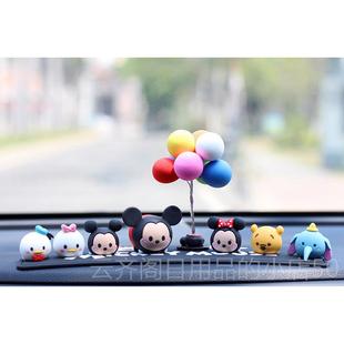 正品女迪饰士尼车米奇米妮摆件车内装网红可爱车载中控台小公汽仔