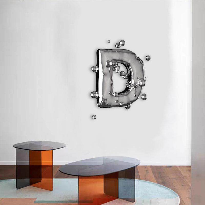 现代简约家装实物画电镀喷镀立体拼音字母客厅办公会议室酒店挂画