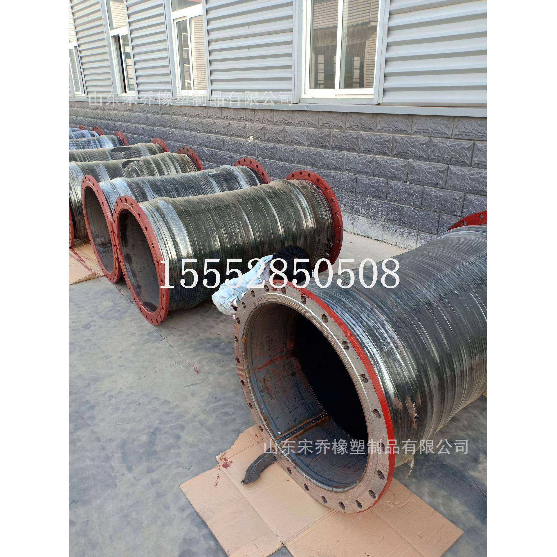 法兰输水波纹橡胶管DN450,500,600mm挖泥船钢丝耐磨吸排泥沙胶管