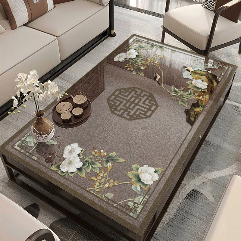 中式磨砂镂空软玻璃茶几垫防水防油客厅餐桌垫免洗防尘家用桌布