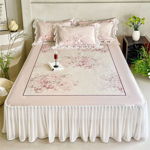 2025新款A类高端冰丝凉席床裙三件套法式浪漫公主风床罩空调软席