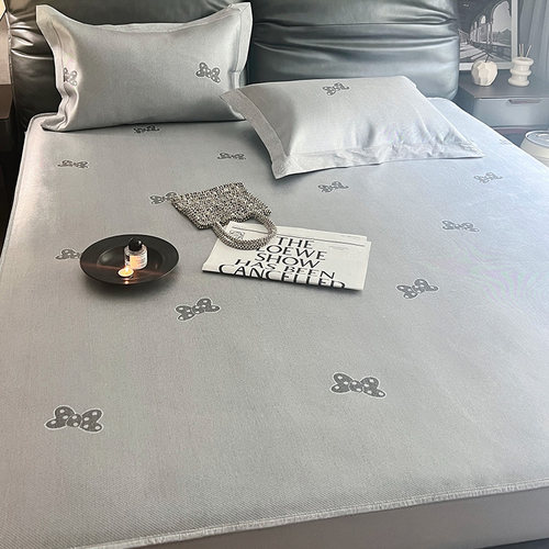 夏天900D高端抑菌凉席床笠款可水洗折叠冰丝席三件套空调软席垫子