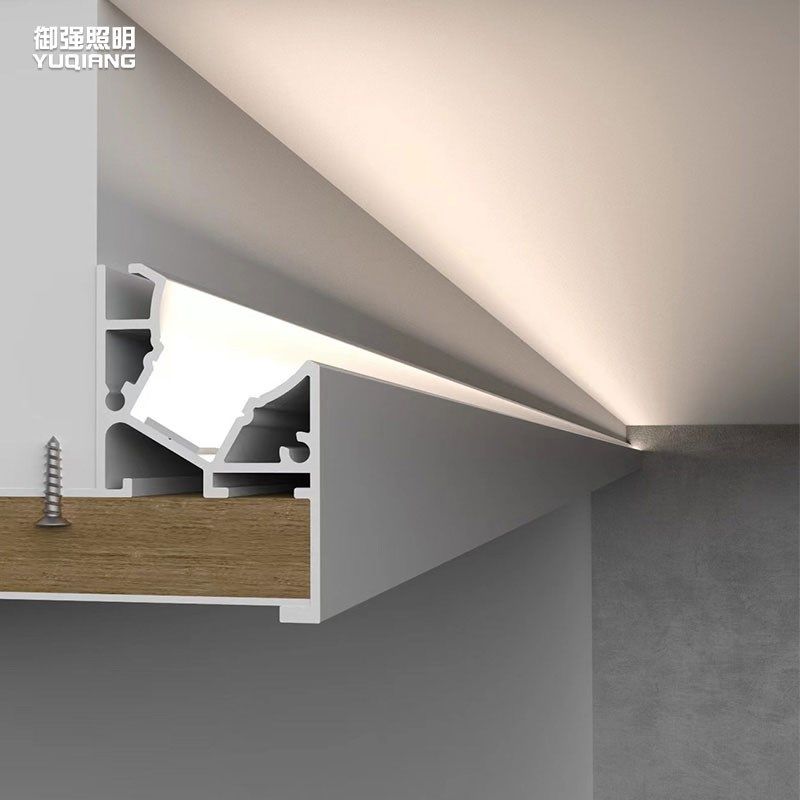 悬浮吊顶收边反光灯槽免开槽客厅线型灯铝槽灯带45度斜发光灯槽