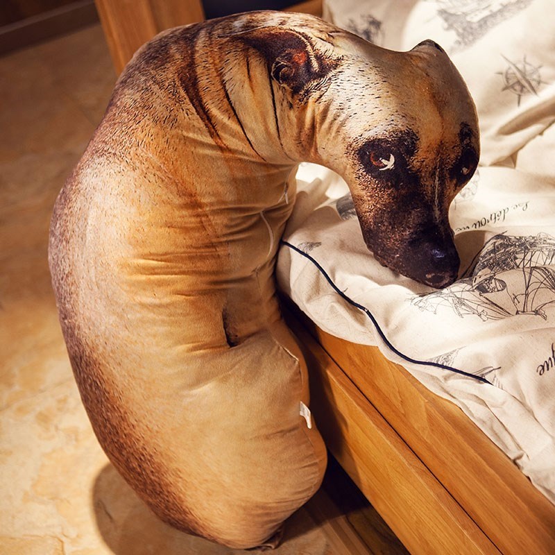 大号创意仿真3d沙皮狗狗头抱枕公仔毛绒玩具萌恶搞男孩子老虎玩偶
