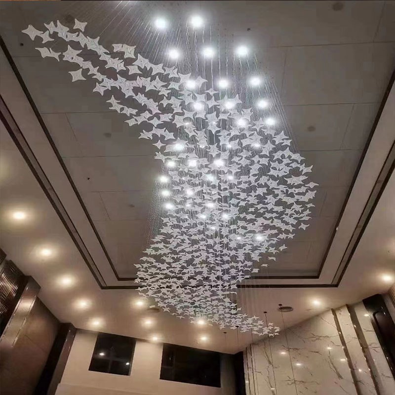 定制工程吊灯酒店售楼部沙盘楼梯过道四角海星挂件装饰造形艺术灯